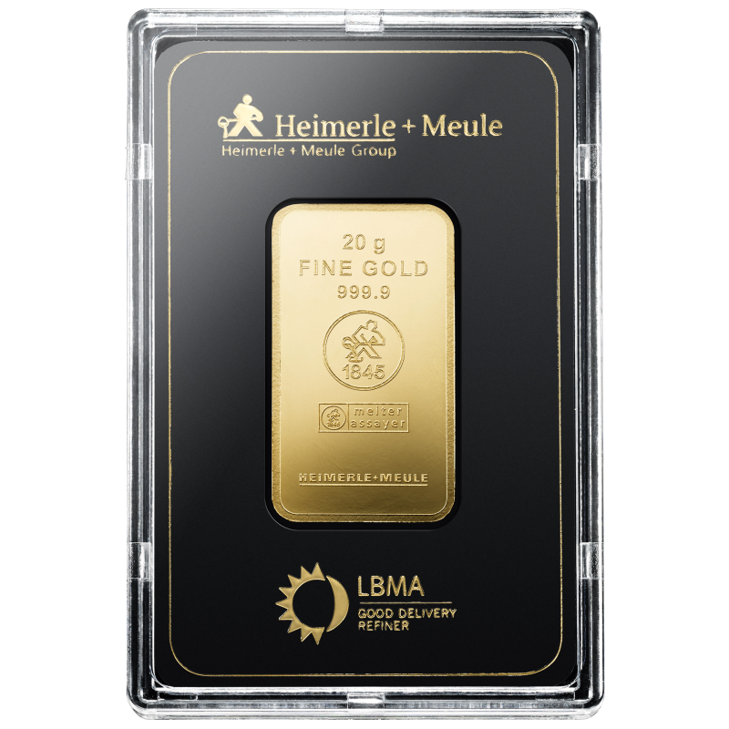 20g Goldbarren Fg. 999,9 Gold LBMA zertifiziert Heimerle & Meule