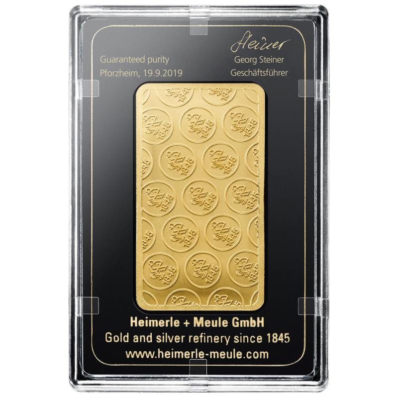 100g Goldbarren Fg. 999,9 Gold LBMA zertifiziert Heimerle & Meule