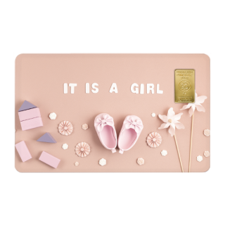 Geschenkkarte  Its a Girl mit 1g Gold Fg. 999,9