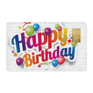 Geschenkkarte "Happy Birthday" mit 1g Gold Fg. 999,9