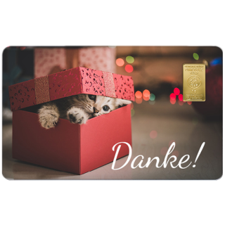 Geschenkkarte "Danke" mit 1g Gold Fg. 999,9