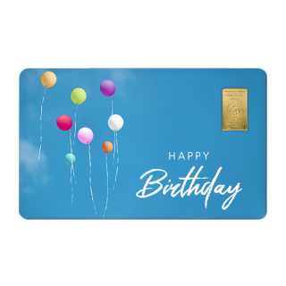 Geschenkkarte "Happy Birthday" mit 1g Gold Fg. 999,9