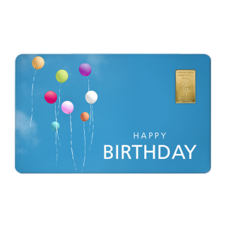 Geschenkkarte "Happy Birthday I" mit 1g Gold Fg. 999,9