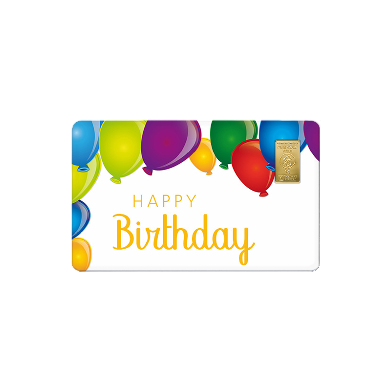 Geschenkkarte Happy Birthday II mit 1g Gold Fg. 999,9