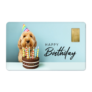 Geschenkkarte "Happy Birthday V" mit 1g Gold Fg. 999,9