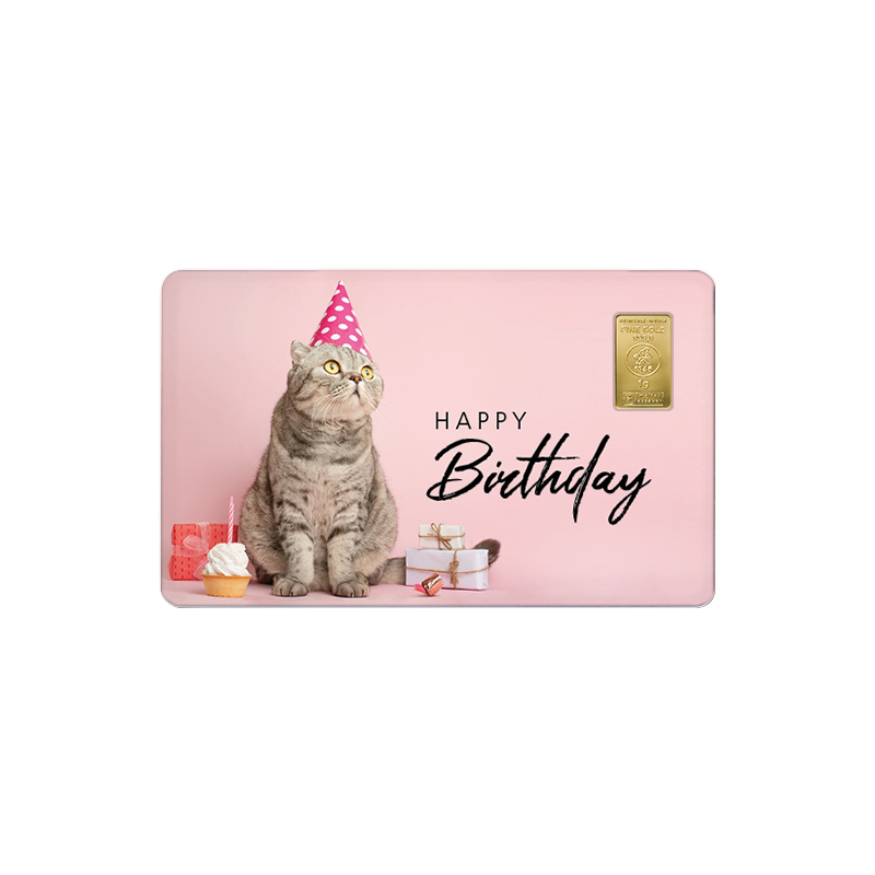 Geschenkkarte Happy Birthday IX mit 1g Gold Fg. 999,9
