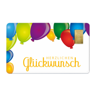 Geschenkkarte "Herzlichen GlÃ¼ckwunsch" mit 1g Gold Fg. 999,9