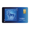 Geschenkkarte "Widder" mit 1g Gold Fg. 999,9