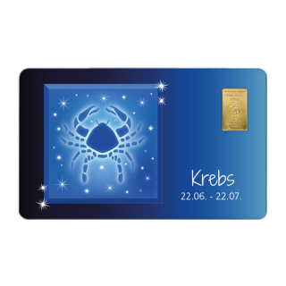 Geschenkkarte "Krebs" mit 1g Gold Fg. 999,9
