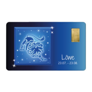 Geschenkkarte "Löwe" mit 1g Gold Fg. 999,9