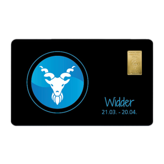 Geschenkkarte "Widder I" mit 1g Gold Fg. 999,9