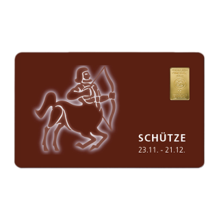 Geschenkkarte "SchÃ¼tze II" mit 1g Gold Fg. 999,9