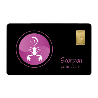 Geschenkkarte "Skorpion I" mit 1g Gold Fg. 999,9