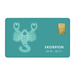 Geschenkkarte "Skorpion II" mit 1g Gold Fg. 999,9