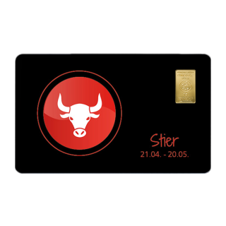 Geschenkkarte "Stier" mit 1g Gold Fg. 999,9