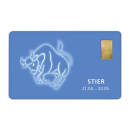 Geschenkkarte "Stier II" mit 1g Gold Fg. 999,9