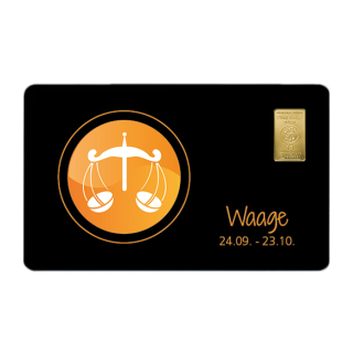 Geschenkkarte "Waage I" mit 1g Gold Fg. 999,9