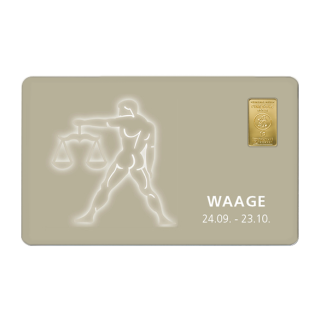 Geschenkkarte "Waage II" mit 1g Gold Fg. 999,9