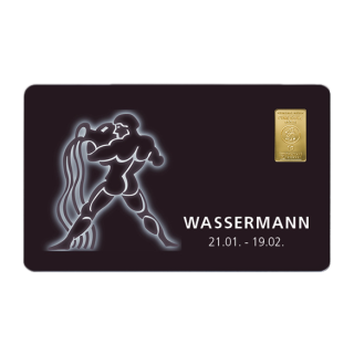 Geschenkkarte "Wassermann II" mit 1g Gold Fg. 999,9