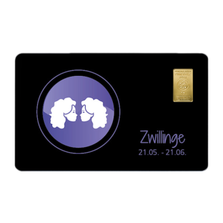 Geschenkkarte "Zwilling I" mit 1g Gold Fg. 999,9