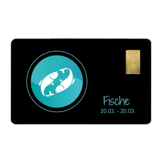 Geschenkkarte "Fische Iâ€œ mit 1g Gold Fg. 999,9