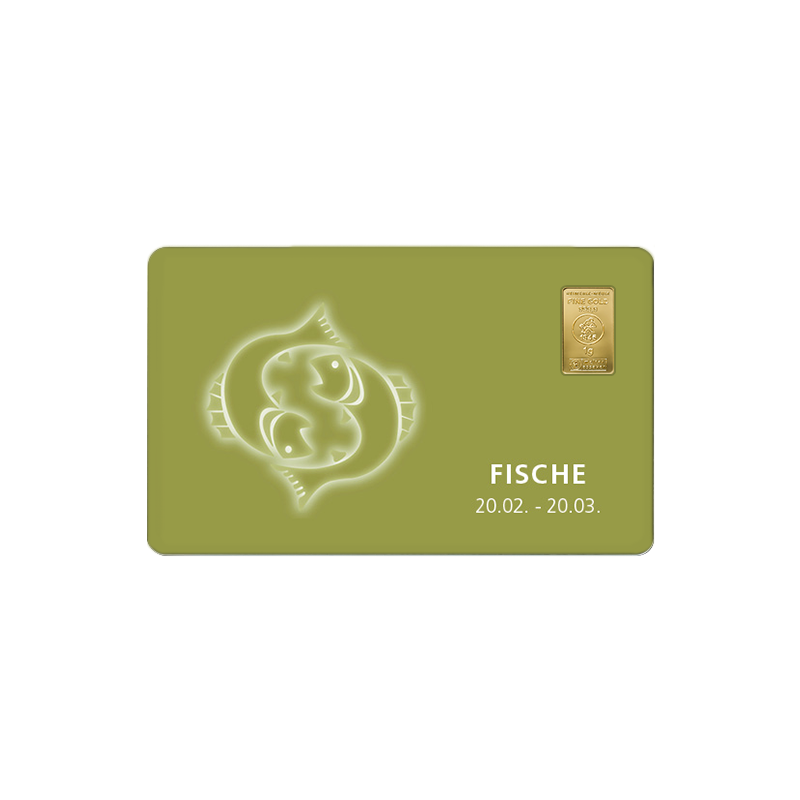 Geschenkkarte Fische II&ldquo; mit 1g Gold Fg. 999,9