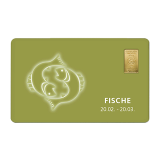 Geschenkkarte "Fische II“ mit 1g Gold Fg. 999,9