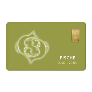 Geschenkkarte "Fische IIâ€œ mit 1g Gold Fg. 999,9