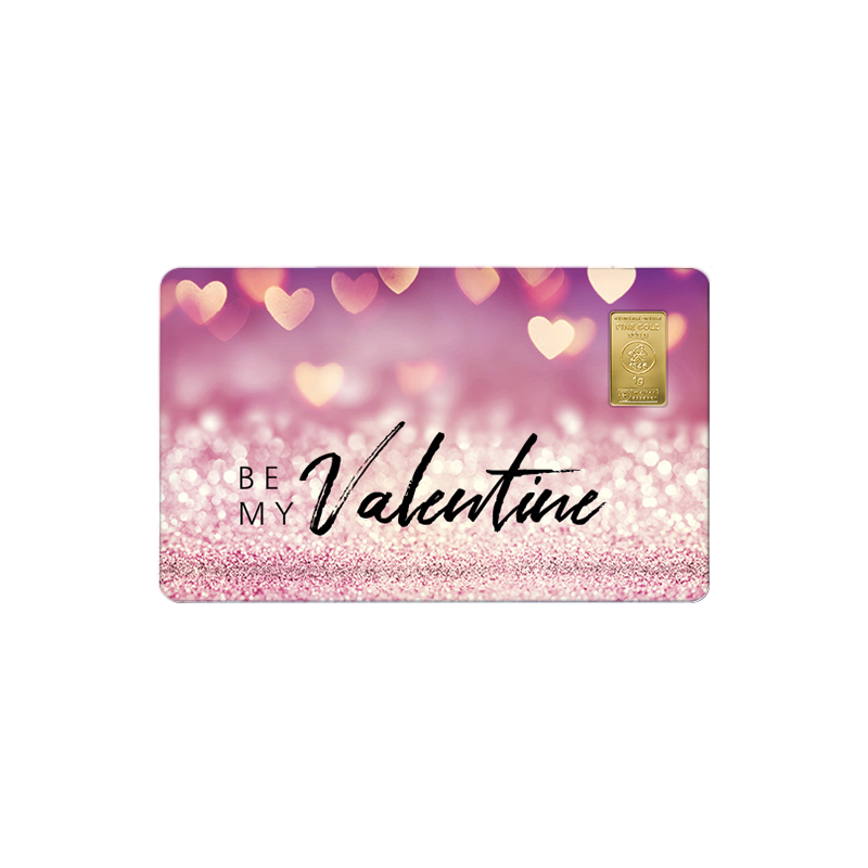 Geschenkkarte Be My Valentine  mit 1g Gold Fg. 999,9