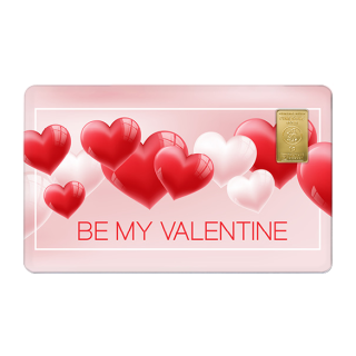 Geschenkkarte Be My Valentine II mit 1g Gold Fg. 999,9