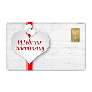 Geschenkkarte Valentinstag IV mit 1g Gold Fg. 999,9