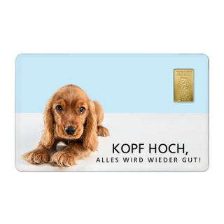 Geschenkkarte Kopf Hoch I mit 1g Gold Fg. 999,9
