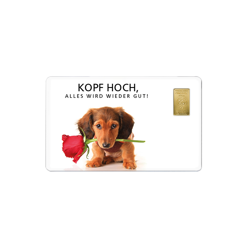 Geschenkkarte Kopf Hoch II mit 1g Gold Fg. 999,9