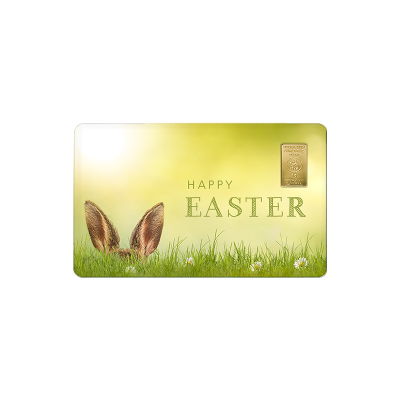 Geschenkkarte Happy Easter IV mit 1g Gold Fg. 999,9