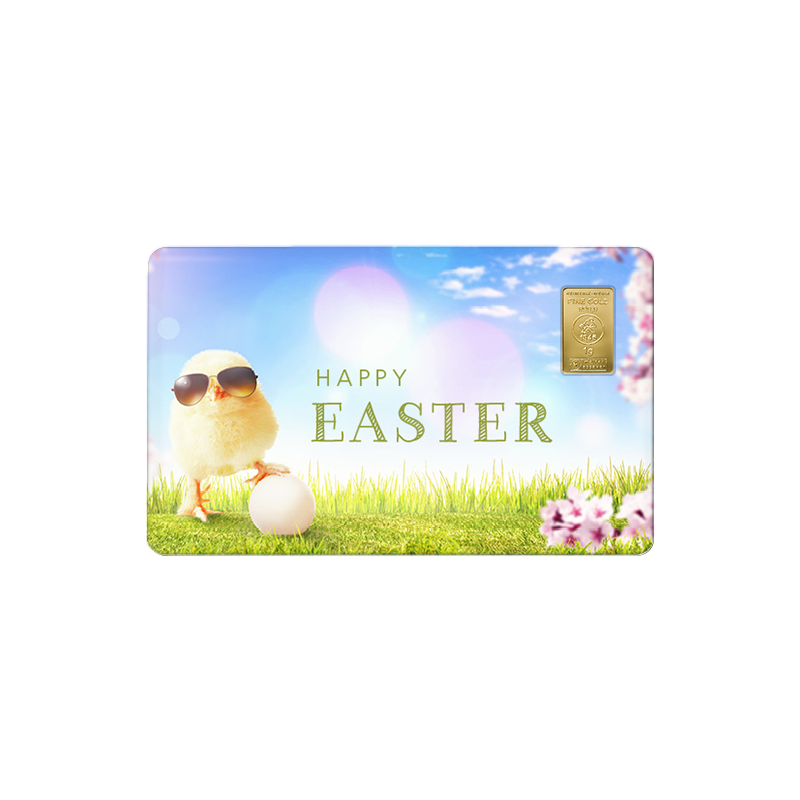Geschenkkarte Happy Easter VI mit 1g Gold Fg. 999,9