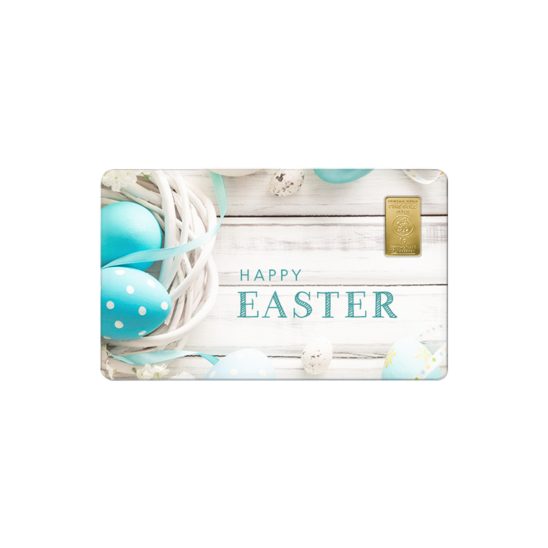 Geschenkkarte Happy Easter IX mit 1g Gold Fg. 999,9