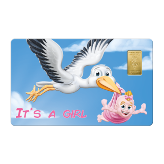Geschenkkarte "Its a Girl III" mit 1g Gold Fg. 999,9