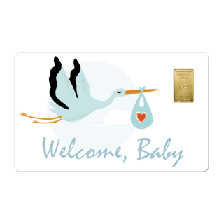 Geschenkkarte "Welcome Baby I" mit 1g Gold Fg. 999,9