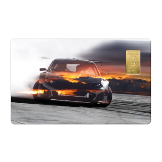 Geschenkkarte Auto Drift mit 1g Gold Fg. 999,9