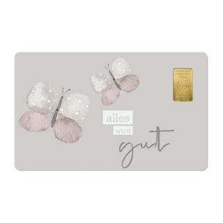 Geschenkkarte "Alles wird gut" mit 1g Gold Fg. 999,9