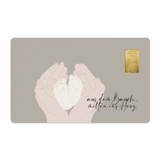 Geschenkkarte "Baby" mit 1g Gold Fg. 999,9