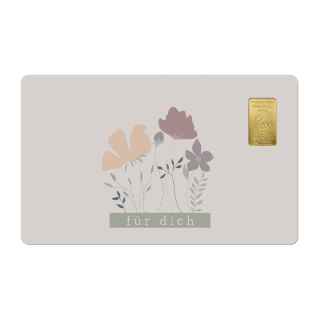 Geschenkkarte "FÃ¼r Dich" mit 1g Gold Fg. 999,9