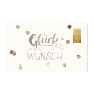 Geschenkkarte "Glückwunsch" mit 1g Gold Fg. 999,9
