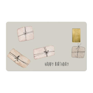 Geschenkkarte "Happy Birthday" mit 1g Gold Fg. 999,9