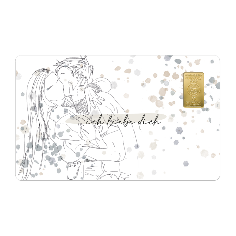 Geschenkkarte Liebe Dich mit 1g Gold Fg. 999,9